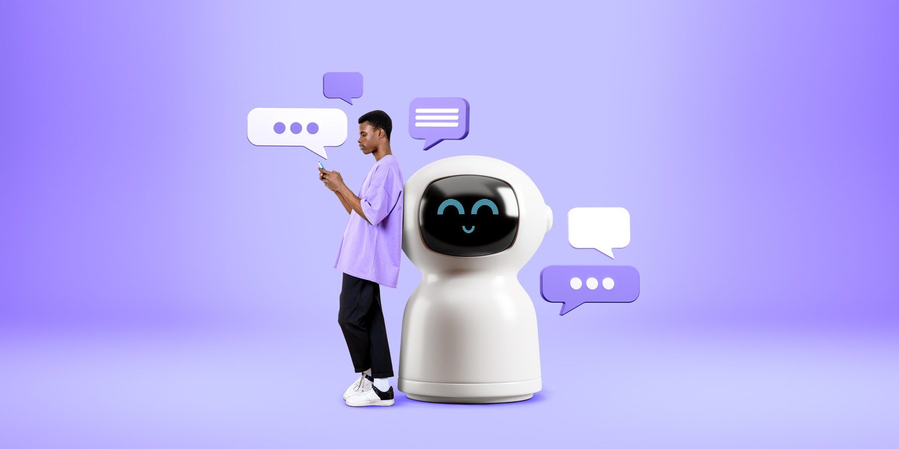 A person chatting with an AI assistant on screen