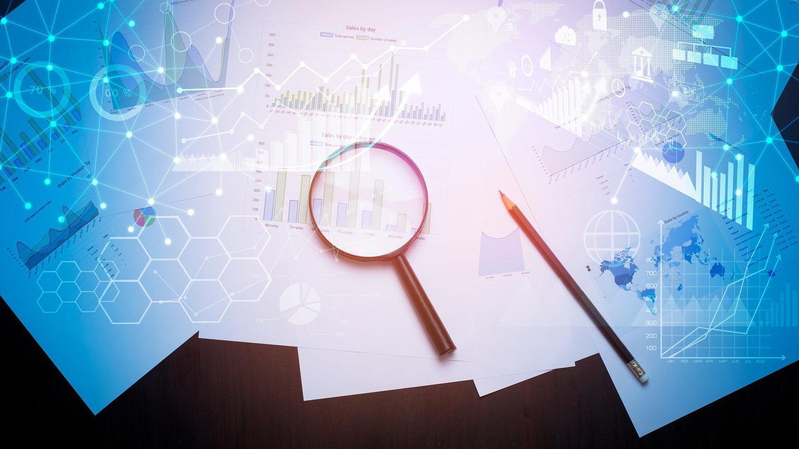 Analytics charts on a laptop screen