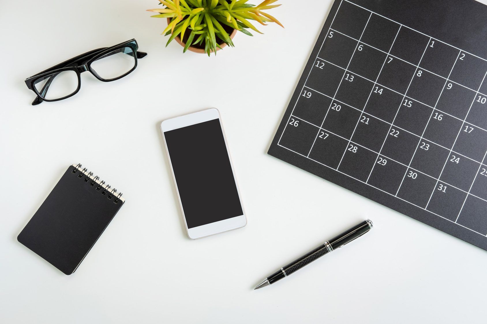 A content calendar planned out on a desk